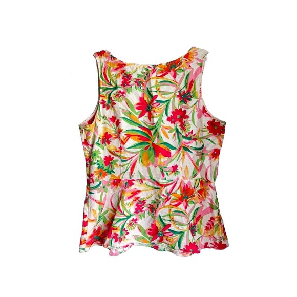 J Crew Womens Size 4 Floral Linen Blend Peplum Grandmacore Boho Top - Picture 5 of 5
